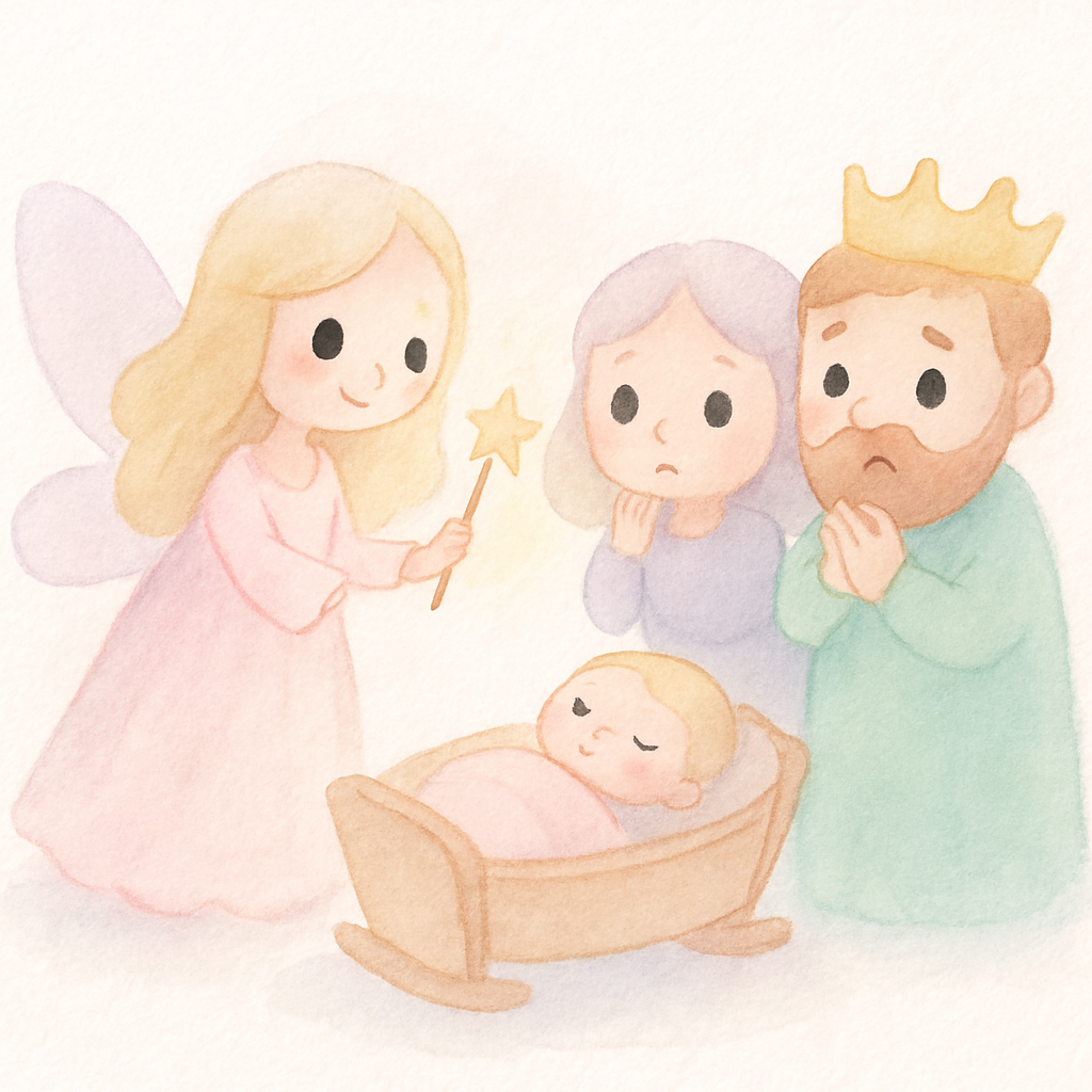 마지막 요정이 저주를 완화하는 선물을 주는 장면